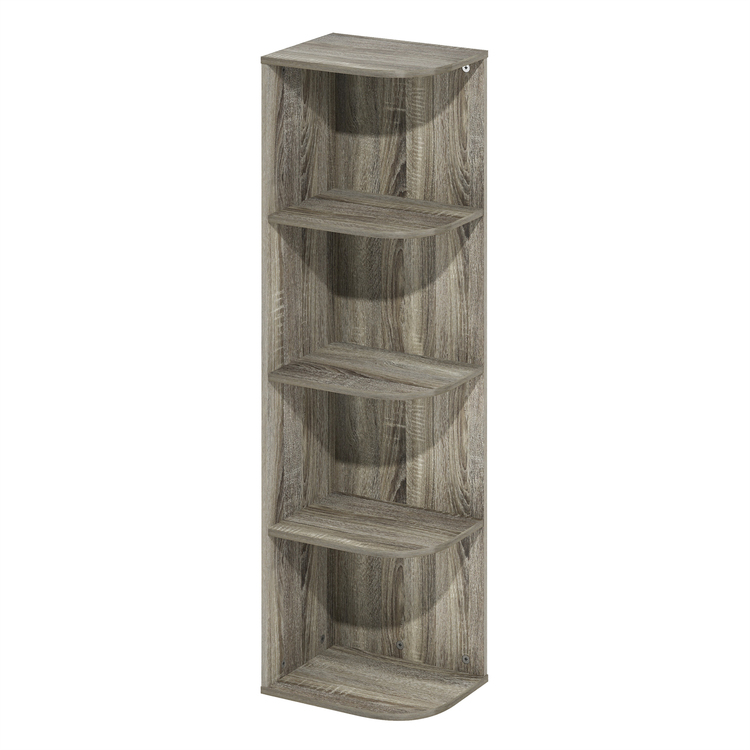 Furinno Pasir 4-Tier Corner Open Shelf Bookcase, French Oak image - 1