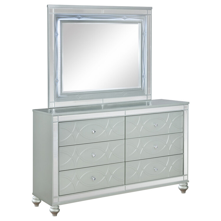 Coaster Gunnison 6-drawer Dresser with Mirror Silver Metallic image - 1