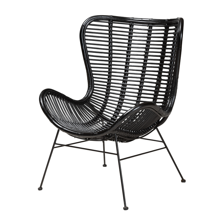 Baxton Studio Colorado Modern Bohemian Black Rattan and Metal Accent Chair image - 1