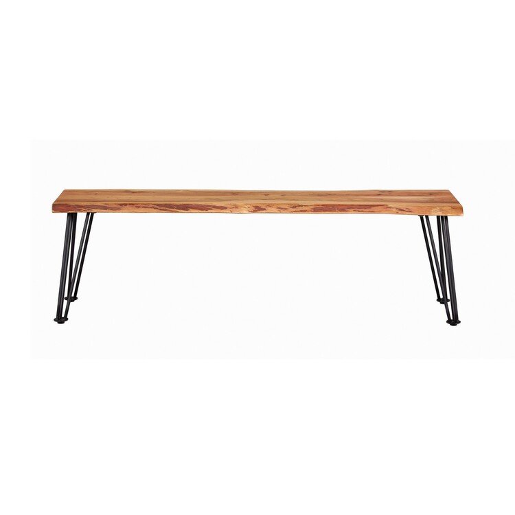 BenJara Wooden Dining Bench with Live Edge Details and Metal Legs - Thumbnail 4