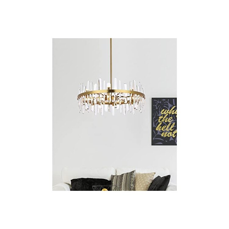 Elegant Lighting Serena 32 inch crystal round chandelier in satin gold ...