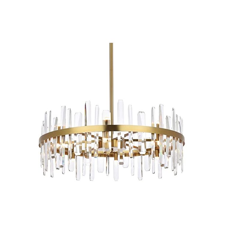 Elegant Lighting Serena 32 inch crystal round chandelier in satin gold ...