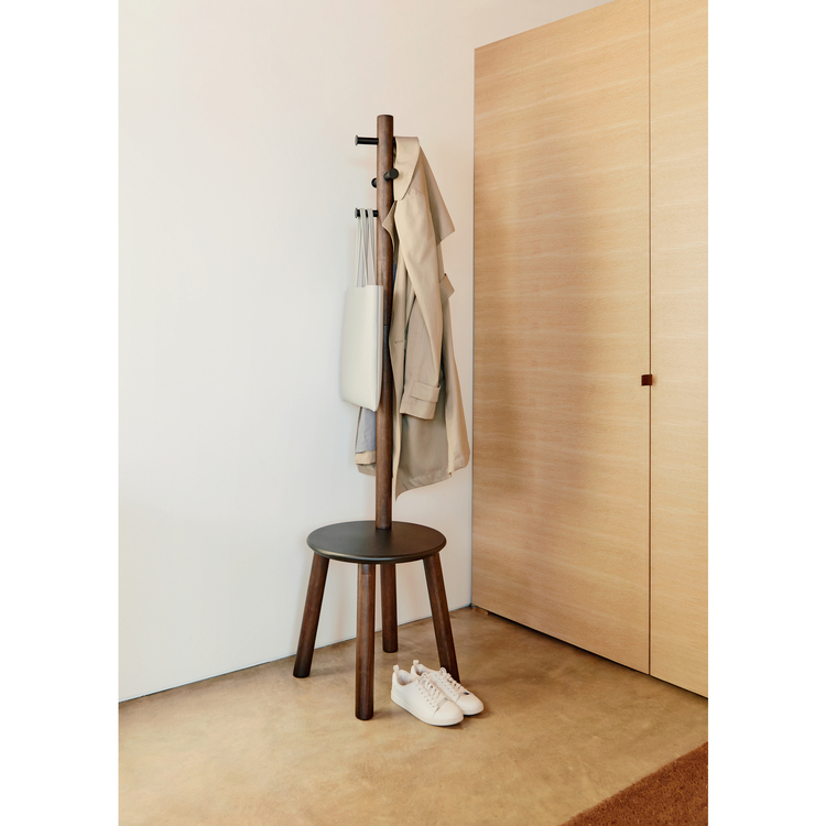 Umbra Pillar Stool & Coat Rack Black Walnut