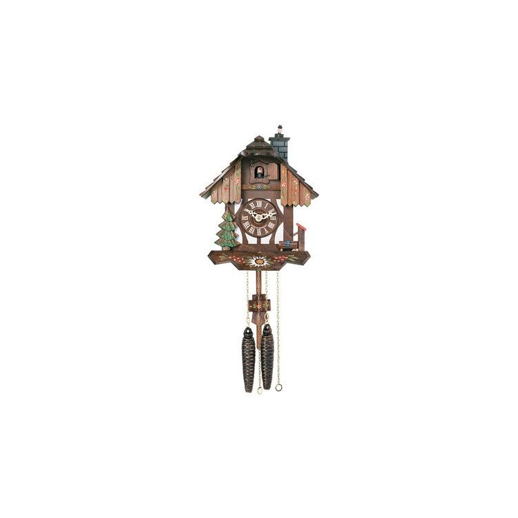 Chalet Style One Day Cuckoo Clock with Chimney Sweeper that Pops In and Out of the Chimney image - 1