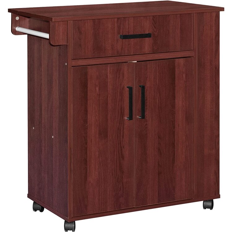 Shelby Rolling Kitchen Cart with Storage Cabinet - Thumbnail 4