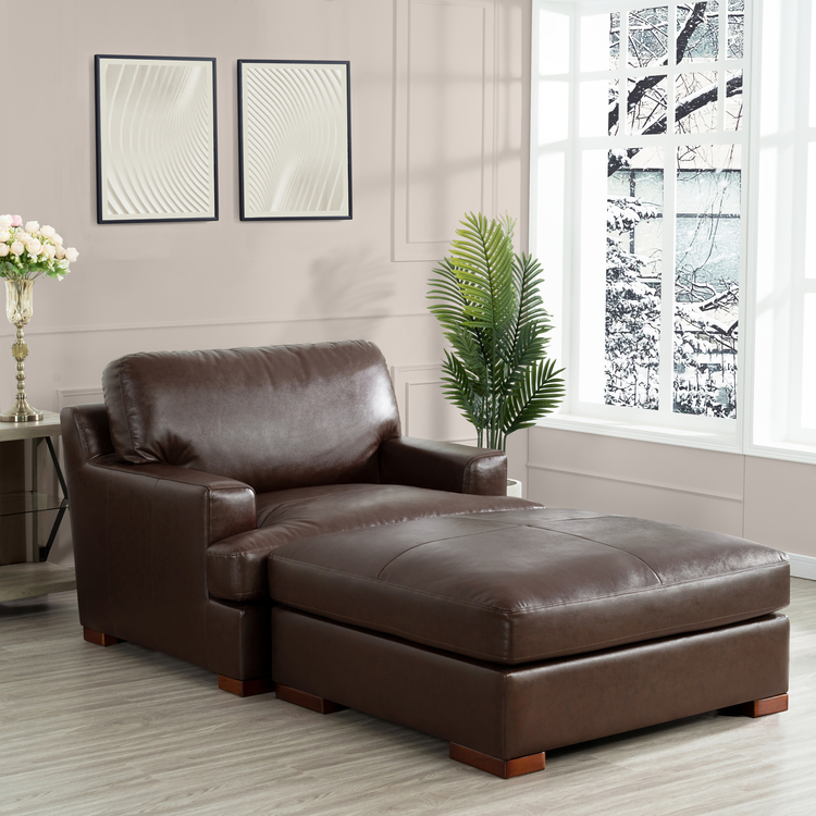Luxurious Leather Accent Chair - Tan - Naomi Home image - 1