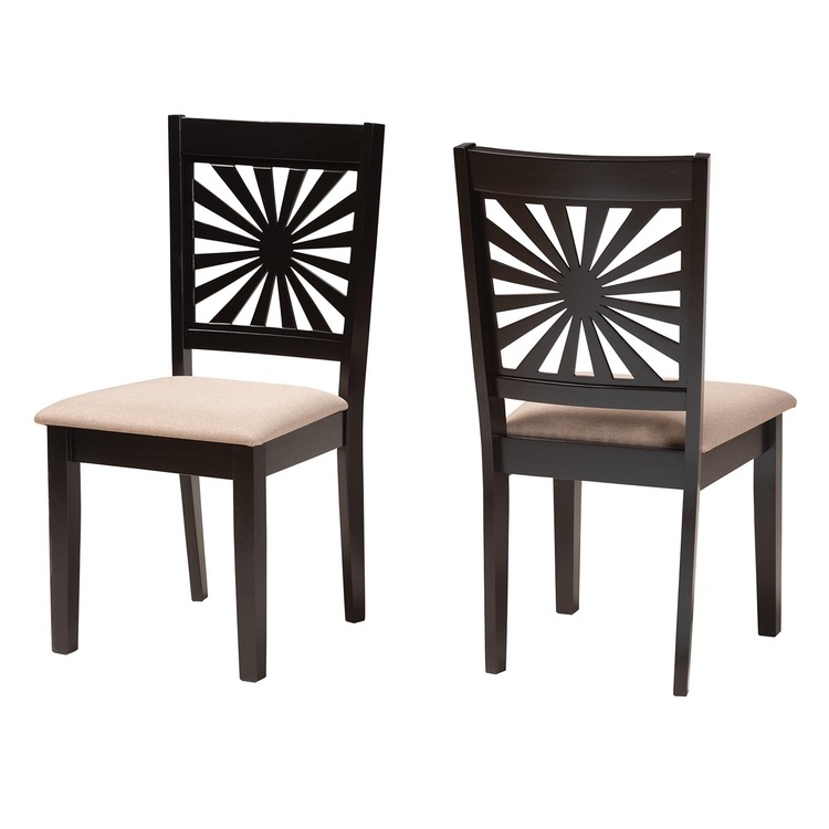Baxton Studio Olympia Modern Beige Fabric and Espresso Brown Finished Wood 2-Piece Dining Chair Set - Thumbnail 2