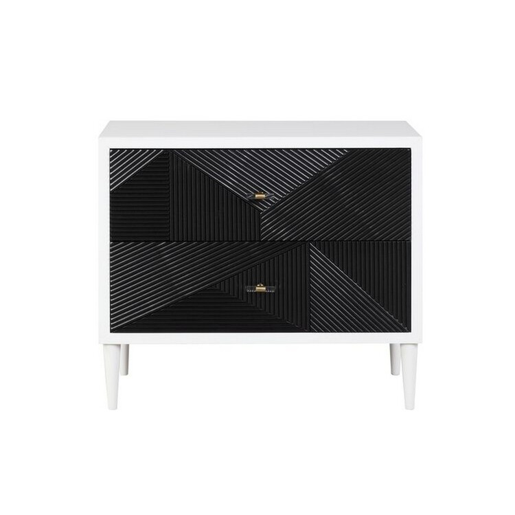 BenJara Accent Table with Geometric Pattern 2 Drawer Front