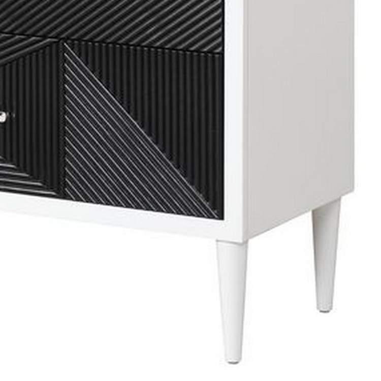 BenJara Accent Table with Geometric Pattern 2 Drawer Front - Thumbnail 3