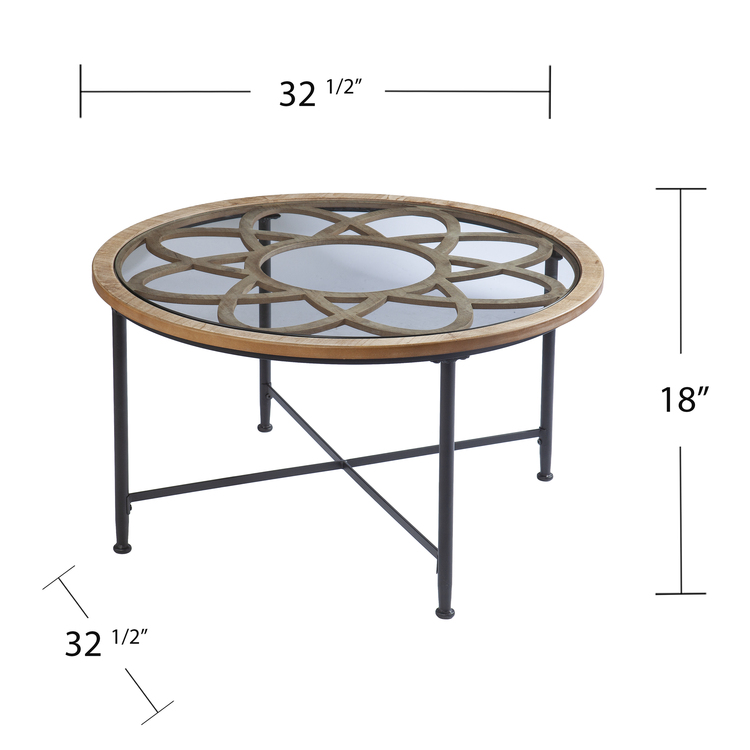 SEI Round Glass Cocktail Table - Thumbnail 3