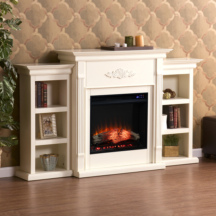 SEI Tennyson Electric Fireplace with Bookcases