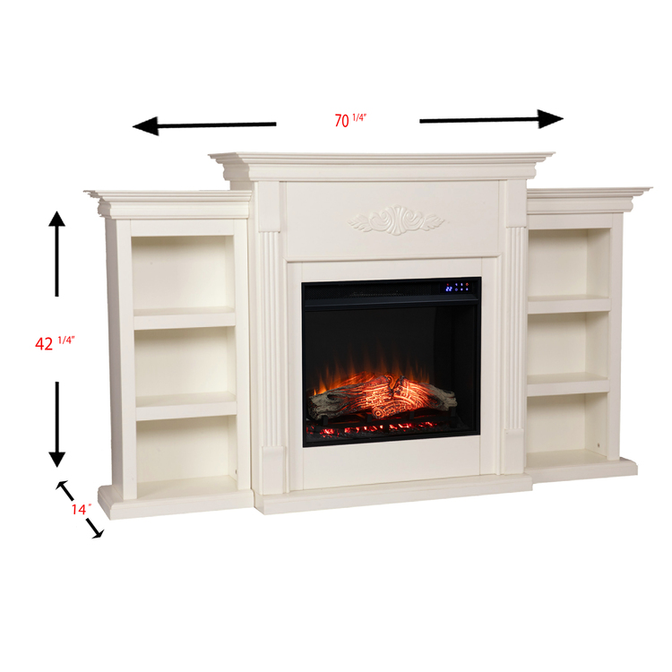 SEI Tennyson Electric Fireplace with Bookcases - Thumbnail 5