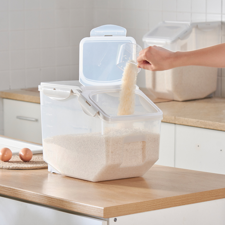 HANAMYA 30 LB Rice Storage Container with Measuring Cup, BPA free, For Rice / Grain / Pet Food / Flour, 1 count, Clear & White - Image 4