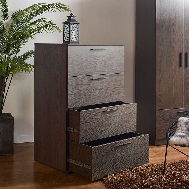 Oliver - Farmhouse Jumbo Chest With 4 Drawer Storage, Dark Brown