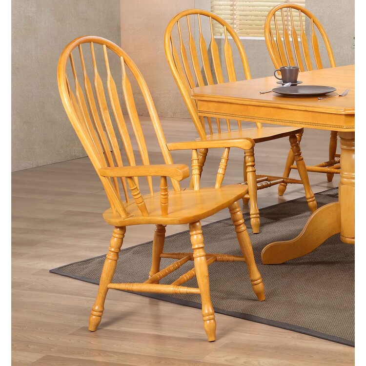 Sunset Trading Windsor Dining Chair - Solid Oak & Comfort Back - Image 2