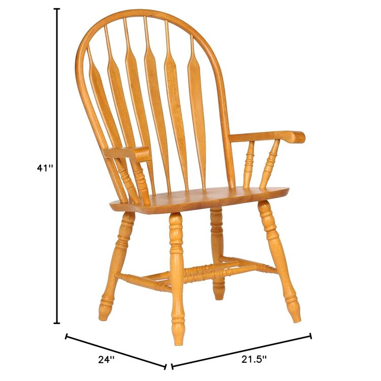 Sunset Trading Windsor Dining Chair - Solid Oak & Comfort Back - Image 5