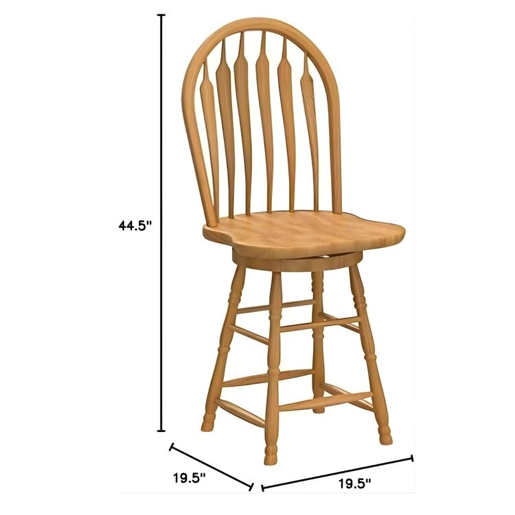 Sunset Trading Oak Selections 24" Swivel Barstool | Counter Height Stool | Light Oak - Image 5