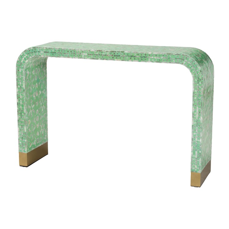 Baxton Studio Didrika Modern Bohemian Seafoam Green Mother of Pearl Console Table image - 1