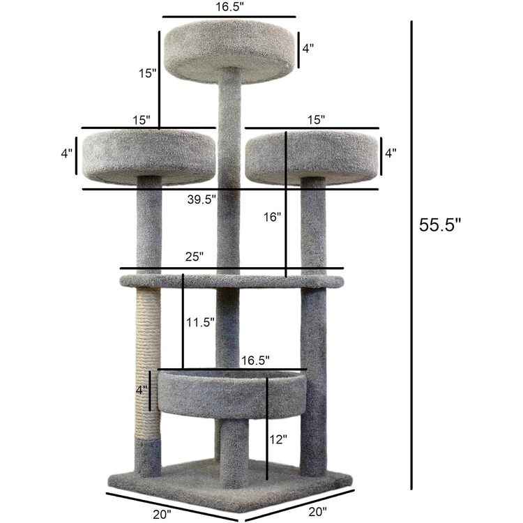 55" New Cat Condos Real Wood Cat Tree Cat Tower - Carpeted Condo for Large Cats - Image 2