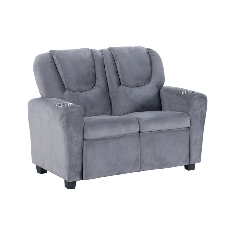 Naomi Home Suri Kids Recliner Loveseat - Toddler Recliner Chair With Cup Holders & Push-Back Function - Black