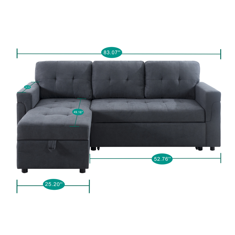 Naomi Home Perry Modern Sectional Sofa Bed with Storage
