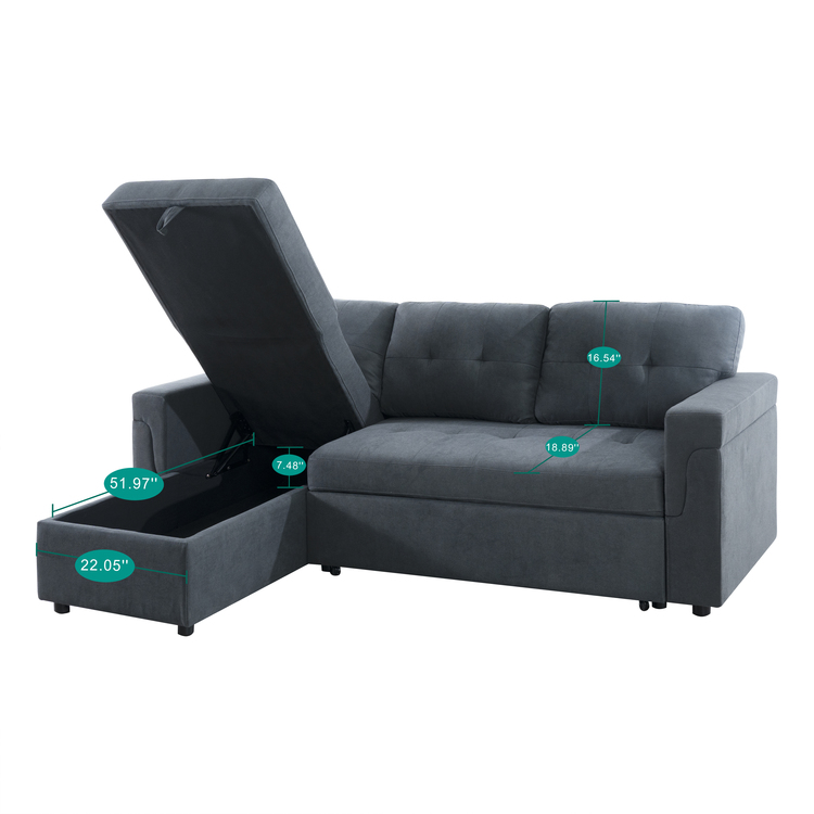 Naomi Home Perry Modern Sectional Sofa Bed with Storage