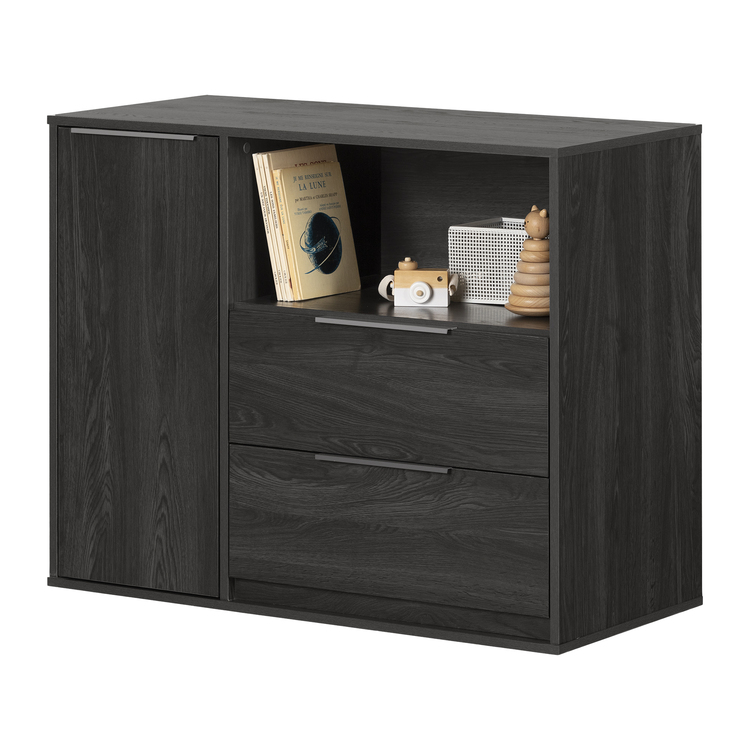South Shore Gray Oak 2-Drawer Dresser with Door - Image 2