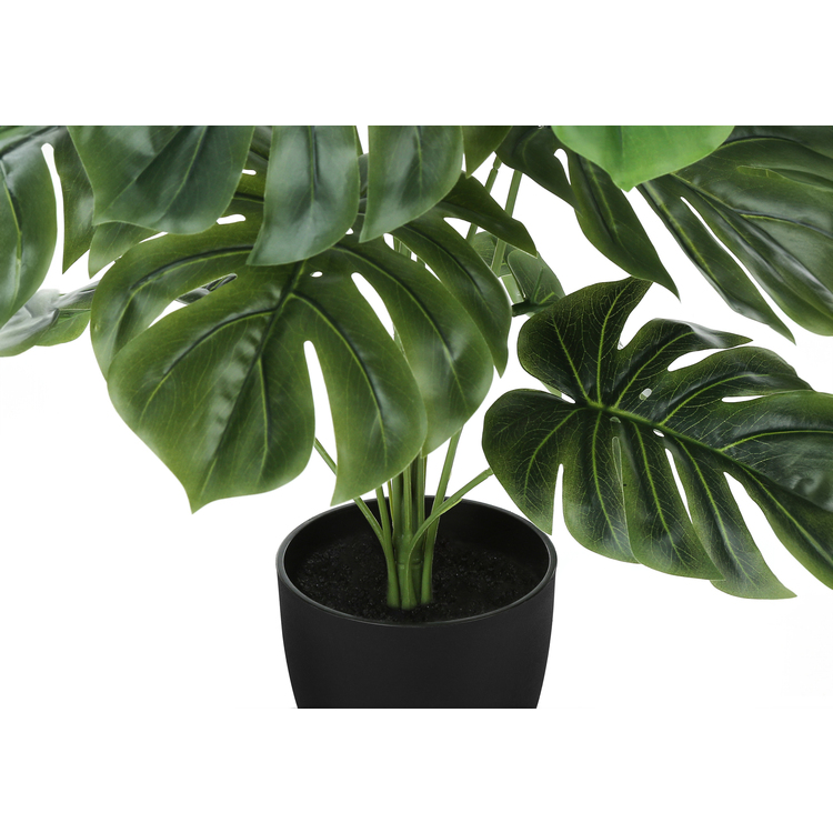 Artificial Plant, 24" Tall, Monstera, Indoor, Table, Potted, Green Leaves