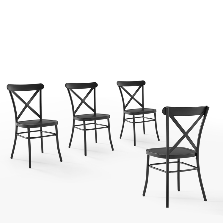 Crosley Camille 4-Piece Metal Dining Chair Set Matte Black - 4 Chairs - Image 2