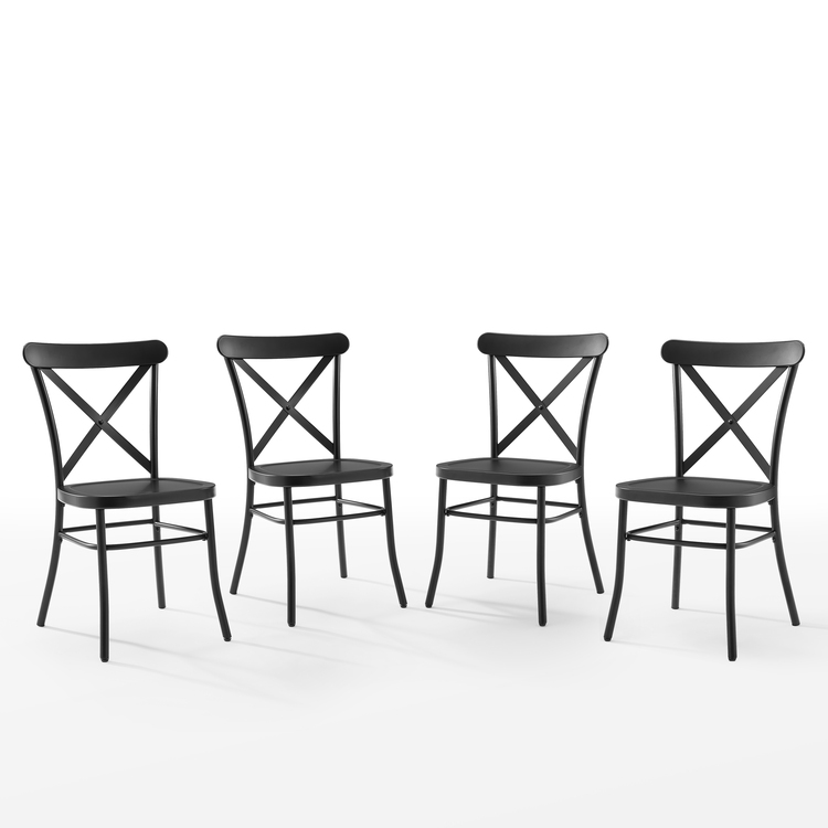Crosley Camille 4-Piece Metal Dining Chair Set Matte Black - 4 Chairs - Image 3