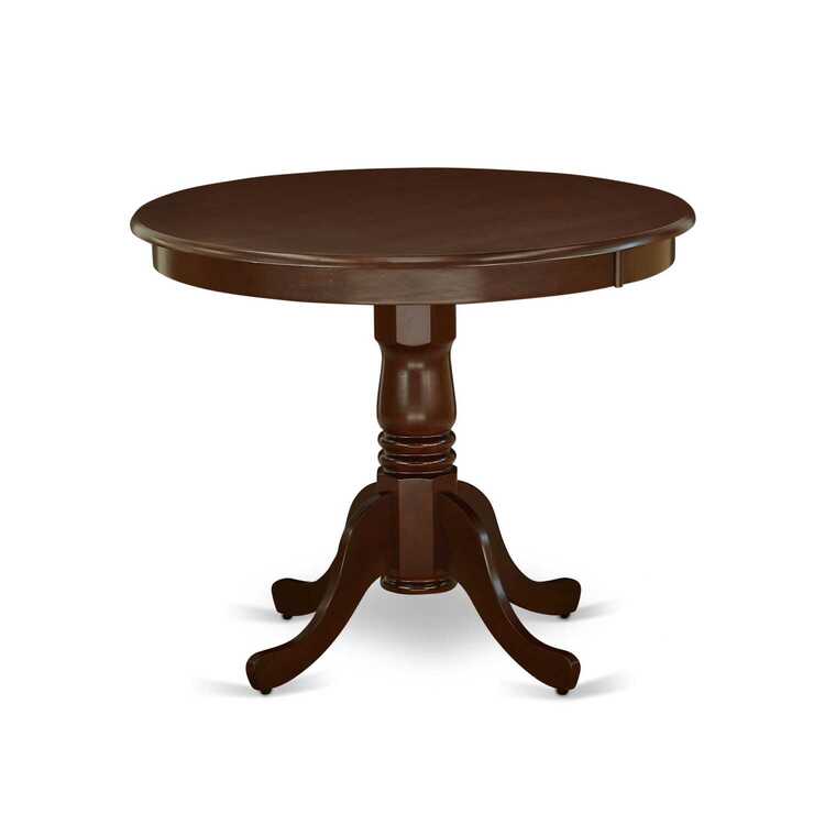 Round Wood Dining Table - Sturdy Kitchen Table for Small Spaces- 36-Inch Without Dropleaf, Mahogany