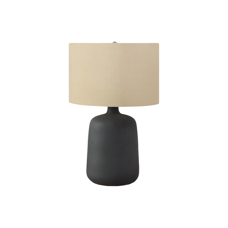 Monarch Specialties Lighting, 24"h, Table Lamp, Black Ceramic, Beige Shade, Contemporary - Image 2