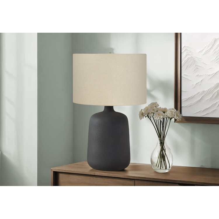 Monarch Specialties Lighting, 24"h, Table Lamp, Black Ceramic, Beige Shade, Contemporary - Image 7