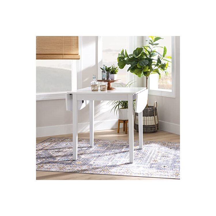 Linon White Drop Leaf Table - Torino Square - Image 2