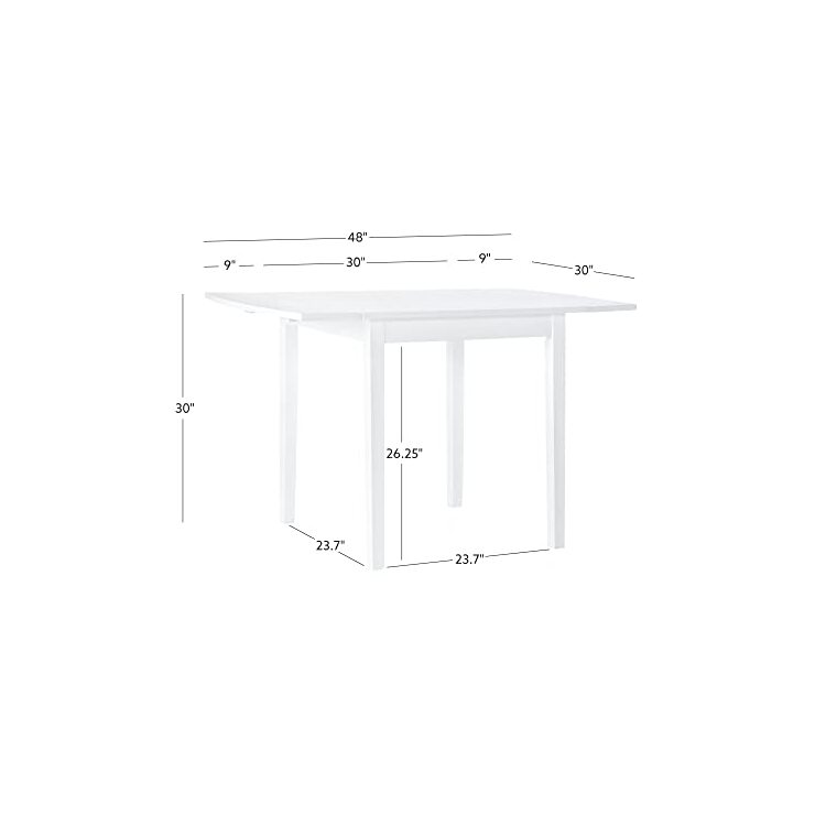 Linon White Drop Leaf Table - Torino Square - Image 3