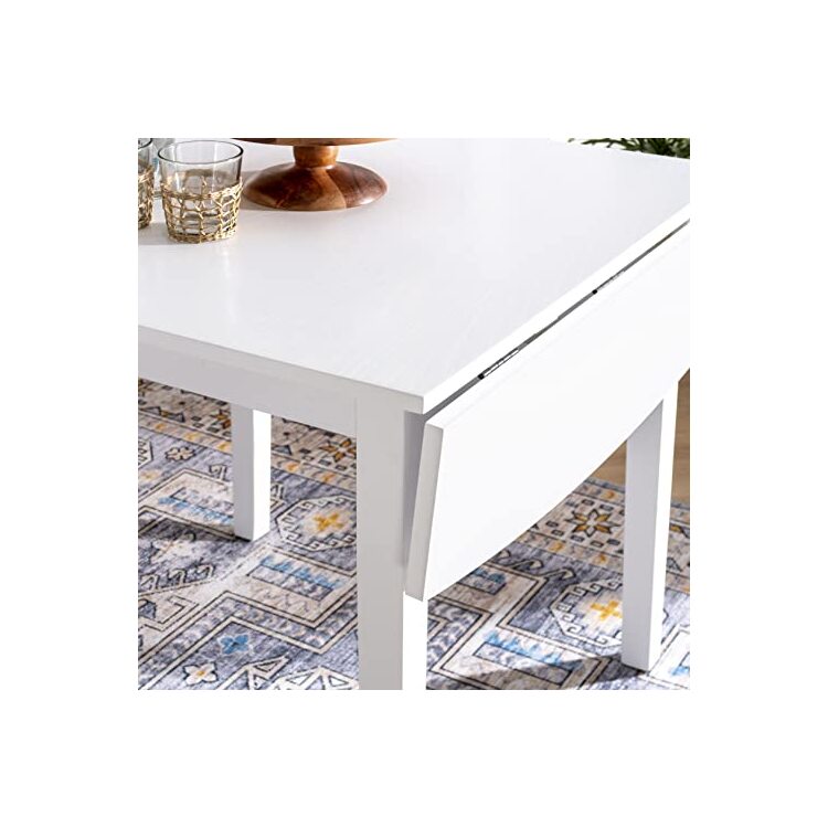 Linon White Drop Leaf Table - Torino Square - Image 5