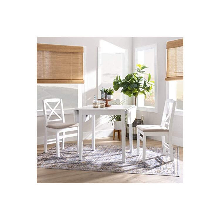 Linon White Drop Leaf Table - Torino Square - Image 6