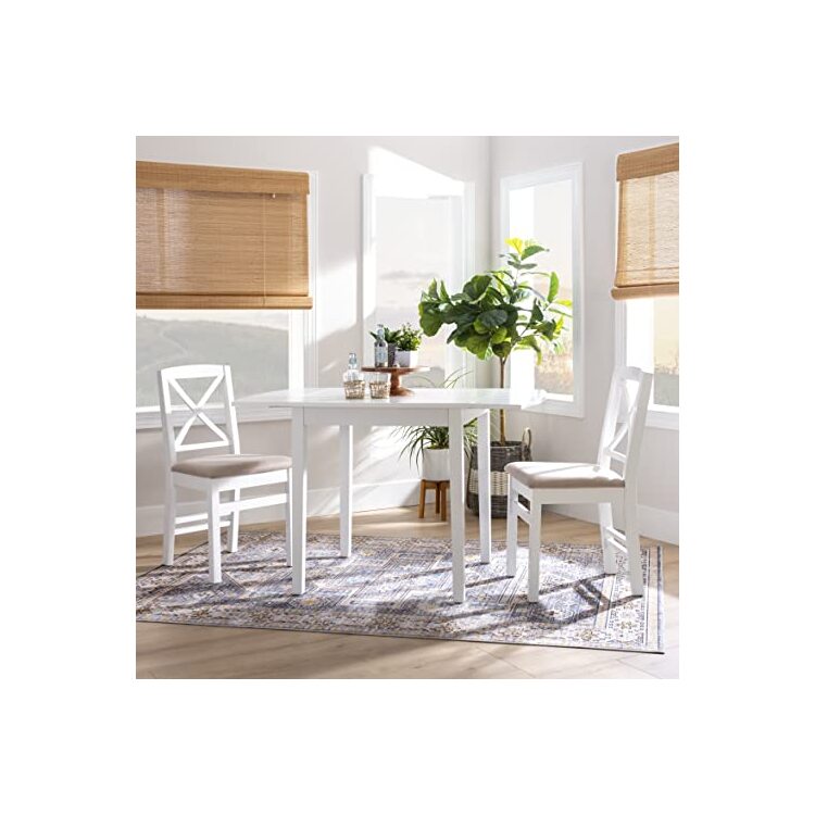 Linon White Drop Leaf Table - Torino Square - Image 7