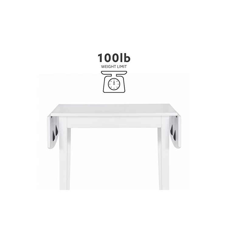 Linon White Drop Leaf Table - Torino Square - Image 8