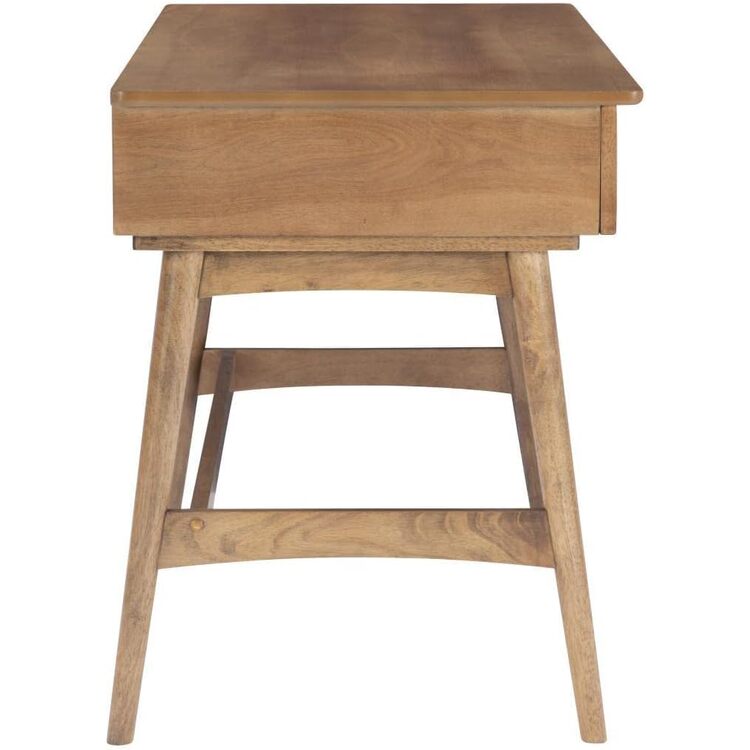 Mid Century Rattan Desk With Natural Birch Veneer - Linon - Image 4