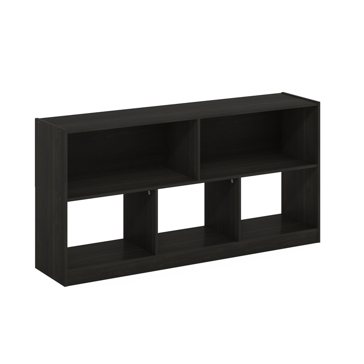 Furinno Daly 5-Cube Horizontal 2 Tier Bookcase, Bookshelf, Storage Organizer, 47 Width, Espresso image - 1