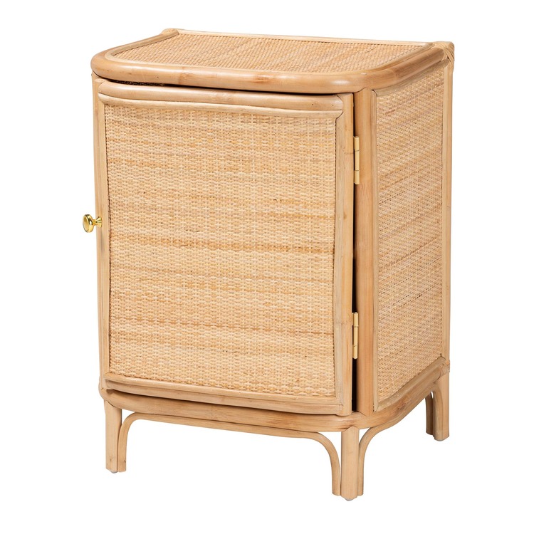 bali & pari Kiara Bohemian Natural Rattan Nightstand image - 1
