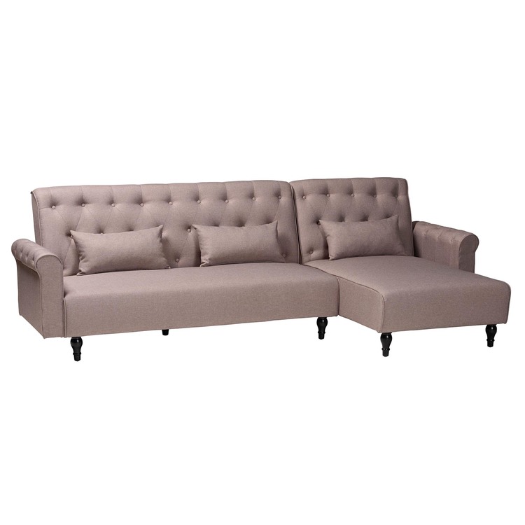 Baxton Studio Chesterfield Retro-Modern Clay Fabric Upholstered Convertible Sleeper Sofa image - 1