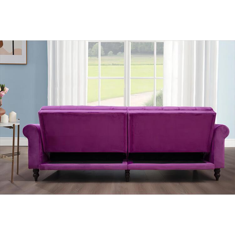 Legend Vansen 87.8 inchs Convertible Velvet Sofa Bed Sleeper Sofa Futon - Image 4