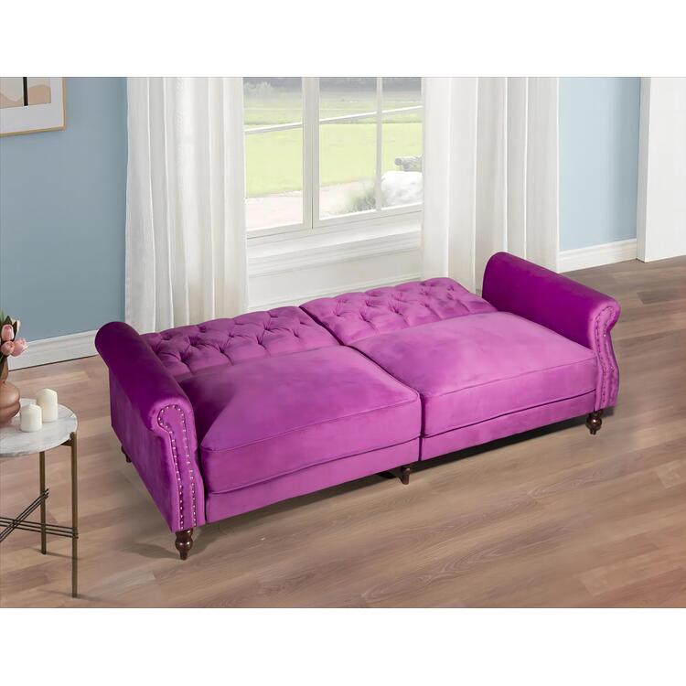 Legend Vansen 87.8 inchs Convertible Velvet Sofa Bed Sleeper Sofa Futon - Image 5