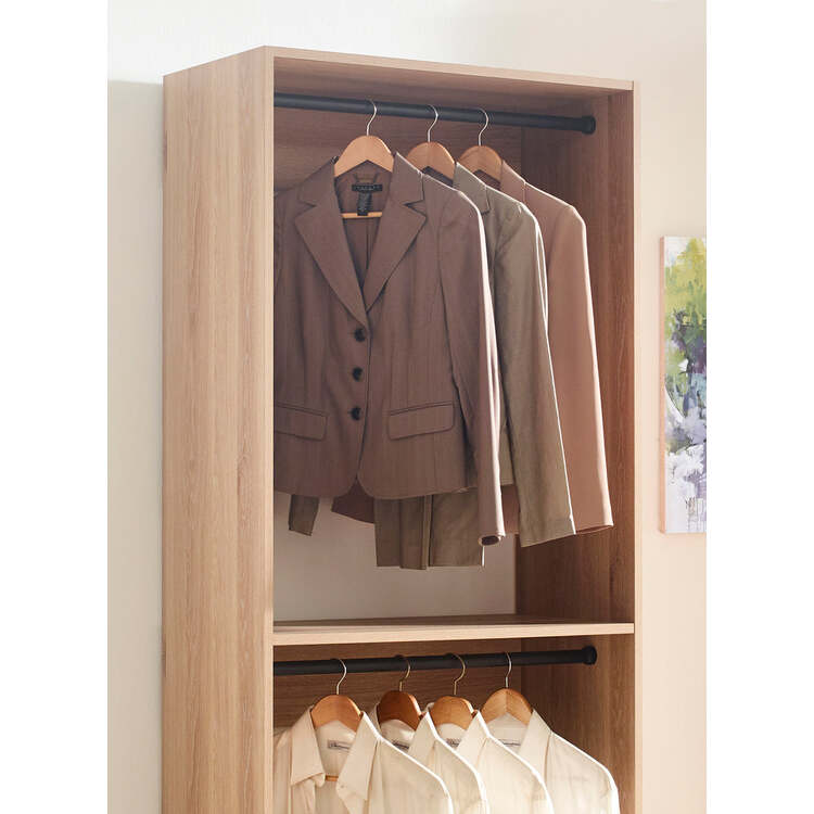 Klair Living Prosper 32" Oak Wood Walk-in Closet with Two Rods - Image 3