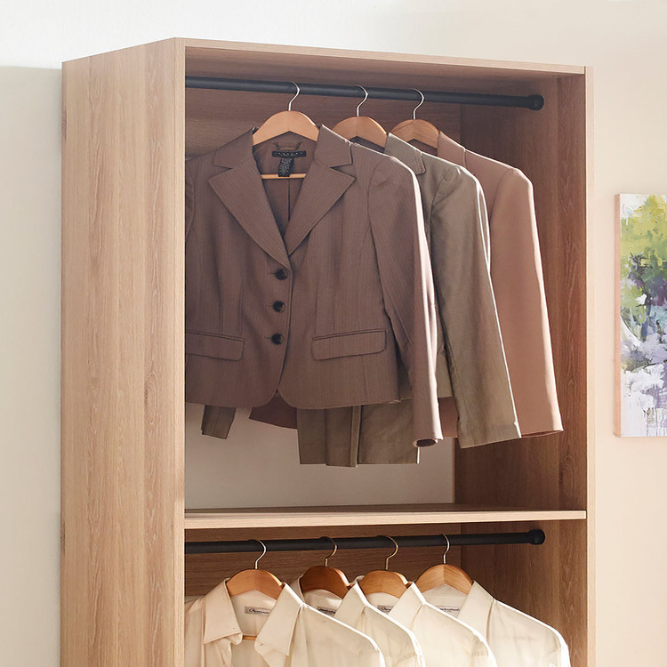 Klair Living Prosper 32" Oak Wood Walk-in Closet with Two Rods - Image 5