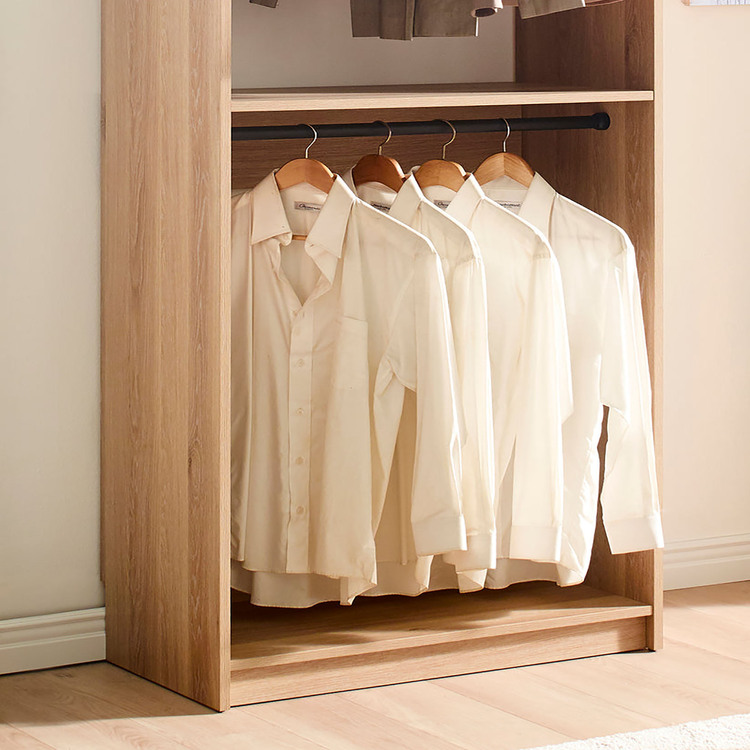 Klair Living Prosper 32" Oak Wood Walk-in Closet with Two Rods - Image 6