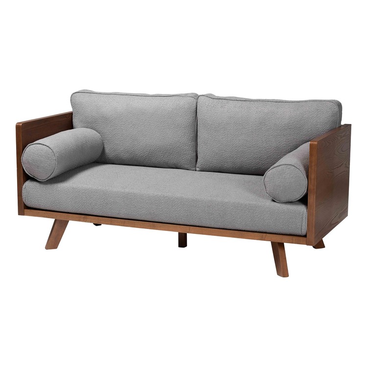 Baxton Studio Uriel Mid-Century Modern Grey Boucle Fabric Sofa image - 1
