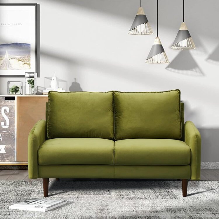 Modern Velvet Sofa with Wooden Legs - Living Room Couch - Image 2